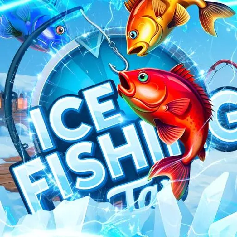 Rode, gouden en blauwe vis uit het spel Ice Fishing